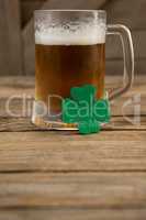 Mug of beer and shamrock for St Patricks Day