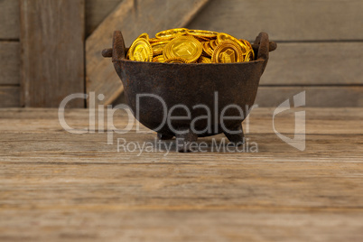 St. Patricks Day pot filled with chocolate gold coins