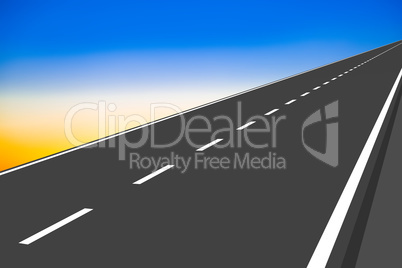 Straight road with marking, 3d illustration