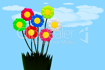 Colorful bouquet, 3d illustration