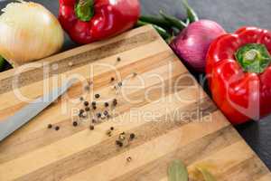 Wooden board and ingredients