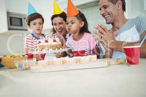 Happy family celebrating a birthday