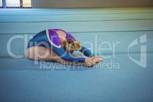 Female gymnast performing stretching exercise