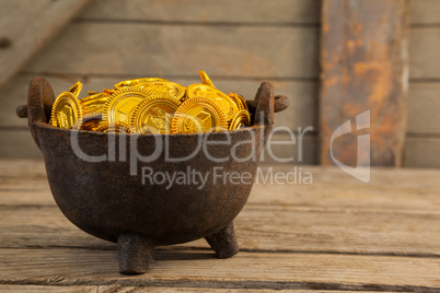 St. Patricks Day pot filled with chocolate gold coins