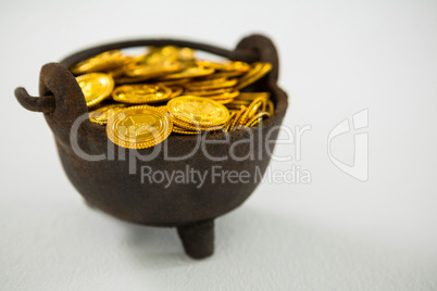 St. Patricks Day pot filled with chocolate gold coins