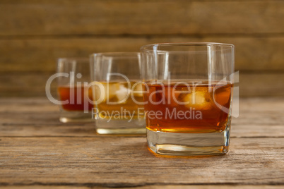 Three glasses of whiskey