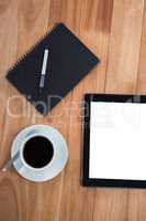 Coffee with organizer and digital tablet