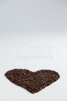 Coffee beans forming heart shaped