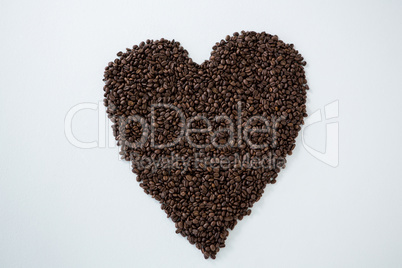 Coffee beans forming heart shape