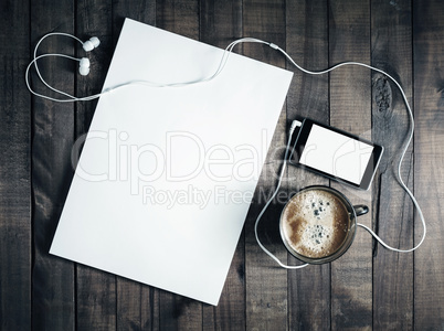 Letterhead, coffee and smartphone