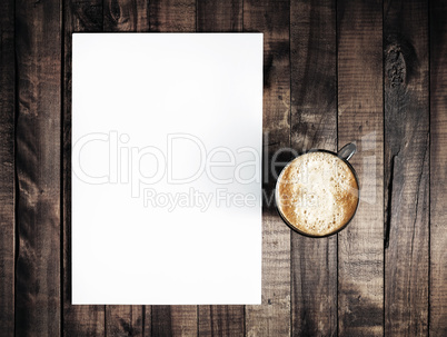 Blank letterhead and coffee