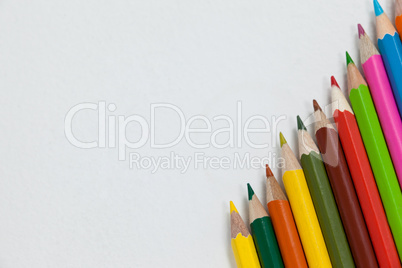 Colorful color pencil arranged in diagonal line