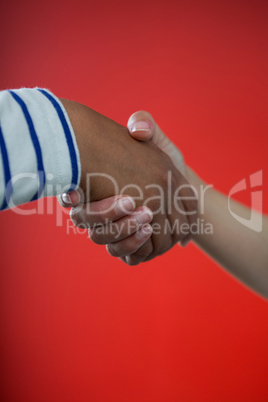 Women shaking hands each other in office
