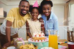 Portrait of family celebrating a birthday