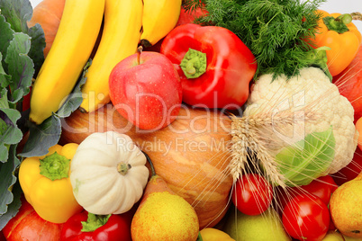 bright background of fruits and vegetables