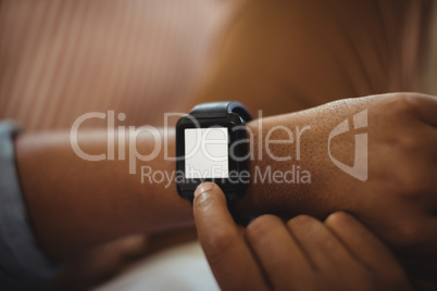 Man using his smartwatch