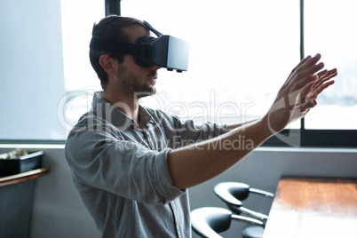 Man using virtual reality headset