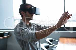 Man using virtual reality headset