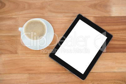 Coffee cup with digital tablet