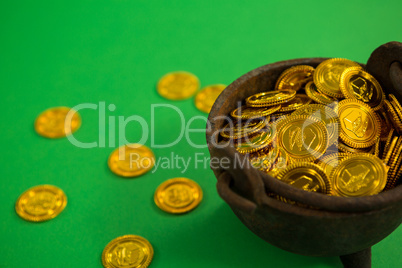 St. Patricks Day pot filled with chocolate gold coins