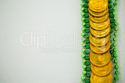 St Patricks Day gold chocolate coin and beads