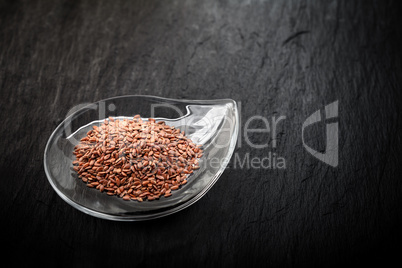 Flax seed in glass bowl