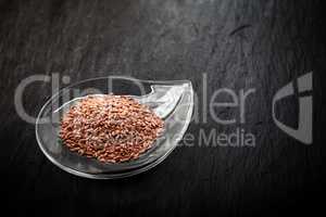 Flax seed in glass bowl