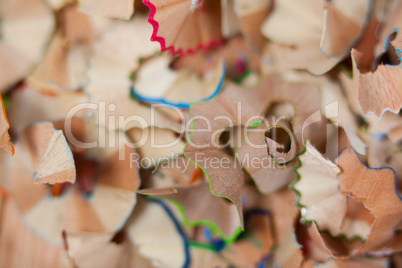 Shavings of various colored pencil