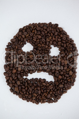 Coffee beans forming sad face