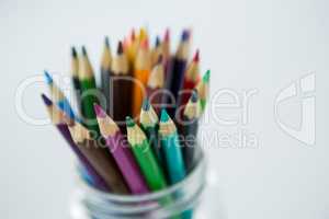 Colored pencils kept in jar