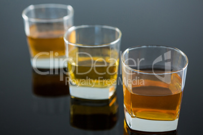 Three glasses of whiskey