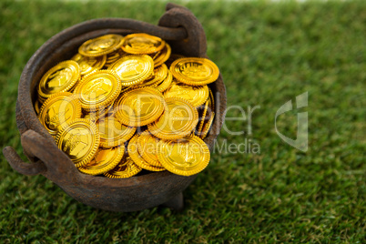 St. Patricks Day pot filled with chocolate gold coins