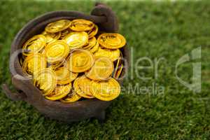 St. Patricks Day pot filled with chocolate gold coins