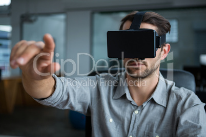 Man using virtual reality headset