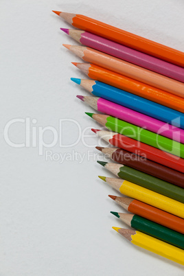 Colorful color pencil arranged in diagonal line