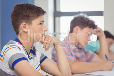 Students studying in classroom