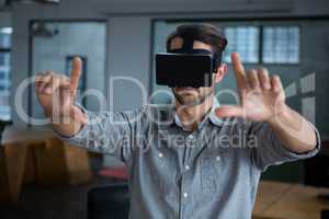 Man using virtual reality headset