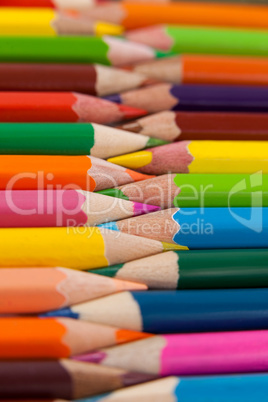 Colored pencils arranged in interlock pattern