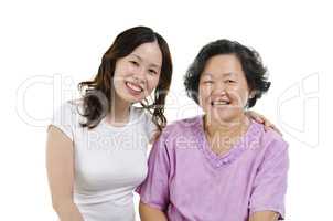 Portrait of senior mother and adult daughter
