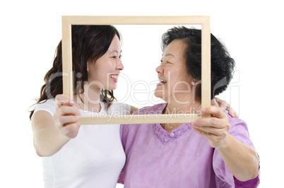 Asian mother and daughter photo frame
