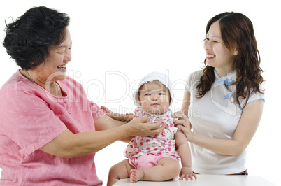 Grandma, mother and grandchild