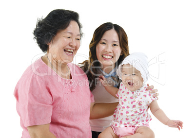 Grandmother, mother and grandchild