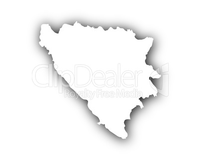 Karte von Bosnien und Herzegowina mit Schatten