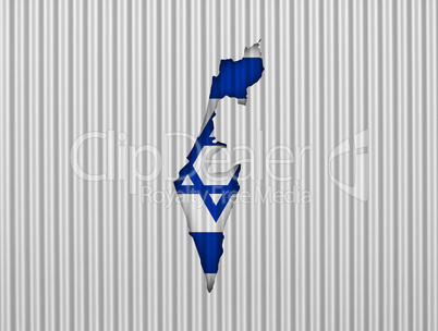 Karte und Fahne von Israel auf Wellblech