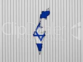 Karte und Fahne von Israel auf Wellblech