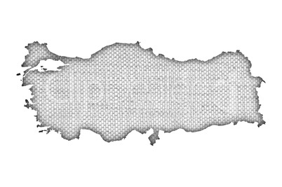 Karte der Türkei auf altem Leinen
