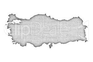 Karte der Türkei auf altem Leinen