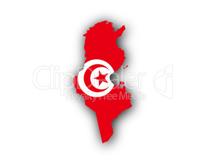 Karte und Fahne von Tunesien