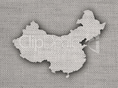 Karte von China auf altem Leinen