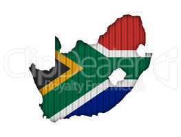 Karte und Fahne von Südafrika auf Wellblech